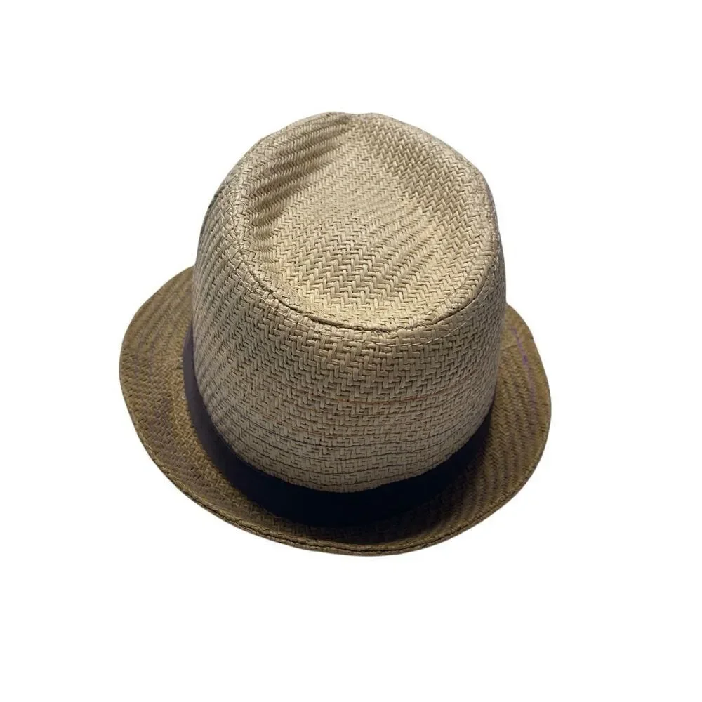 Short Brim Paper Straw Fedora Hat Summer Vacation Beach Travel Formal Costume